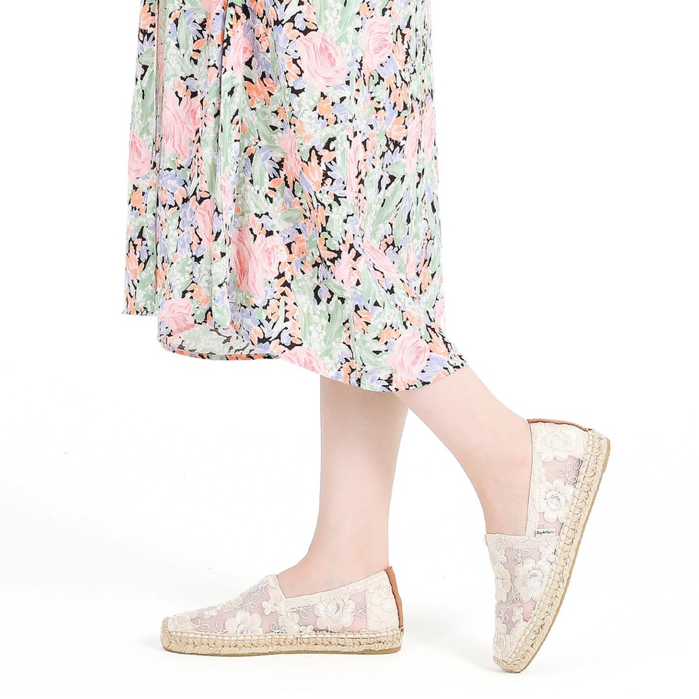 NWT Joy & Mario Handmade Slip-On Espadrille Mesh Loafers Flats in Beige Size 8